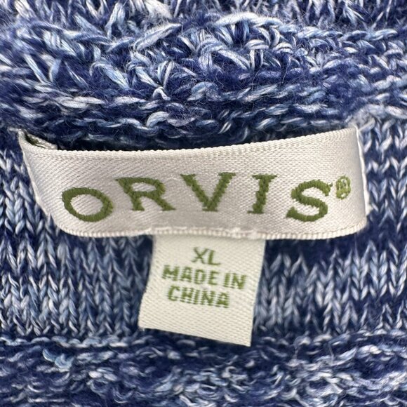Orvis Women's XL Blue/White Crew Neck Linen Wool ViscoseSweater - Size XL - Picture 7 of 9
